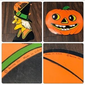 Set of 2 Vintage Beistle Die cut Paper Halloween decorations